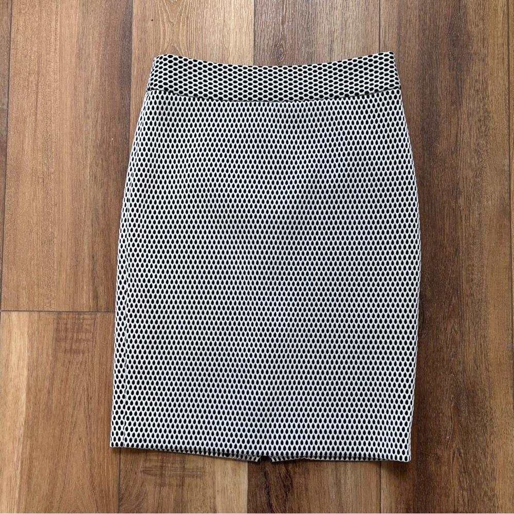 Banana Republic Geometric Honeycomb Circle Pencil Skirt Black White Size 0